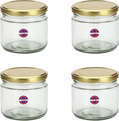 AFAST Glass Cookie Jar  - 350 ml(Pack of 4, Clear)