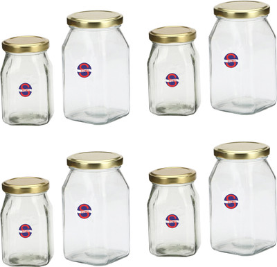 AFAST Glass Cookie Jar  - 250 ml(Pack of 8, Clear)
