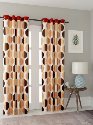 Cortina 210 cm (7 ft) Polyester Room Darkening Door Curtain (Pack Of 2)(Printed, Orange)