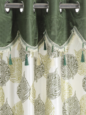 Cortina 270 cm (9 ft) Long Door Polyester Curtain Single Curtain(Green, Floral)