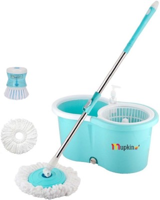 Mupkin Magic Dry Bucket Mop - 360 Degree Self Spin Wringing With 2 Super Absorbers , 1 sink brush Mop Set