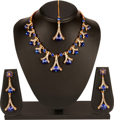 R A Enterprises Alloy Gold-plated Blue, Silver Jewellery Set(Pack of 1)