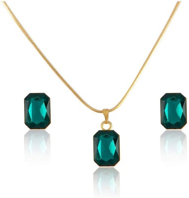 JFL Jewellery for Less Copper Gold-plated Green Jewellery Set(Pack of 1)