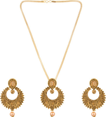 Padmavati Alloy Gold-plated Gold, White Jewellery Set(Pack of 1)