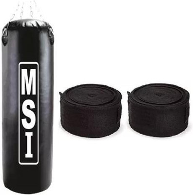 Monika Sports Long Unfilled Punching Bag with Boxing Handwrap For Boxing & Kick Boxing Boxing Kit