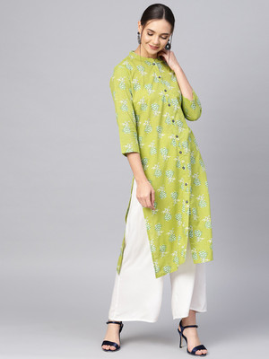 Varanga Women Printed Straight Kurta(Green)