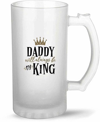 iKraft Daddy Will Always be My King Frosted Beer Father's Day Gift for Dad, 16Oz Glass Beer Mug(470 ml)