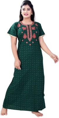 ZAIRRA Women Nighty(Dark Green)