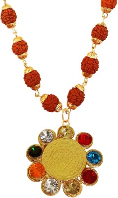 Shintai Navratna Premium Ashtadhatu Pendant with Shiv Rudraksha Gold chain Gold-plated Stone, Brass, Wood Pendant