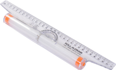 Vardhman Plastic Multi-use Roll and Draw Ruler Scale (30cm) Ruler(Set of 1, White)