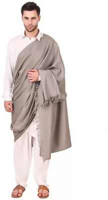 Kashmiri queen Wool Solid Women, Men Shawl(Grey)
