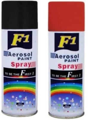 F1 Black, Red Spray Paint 900 ml(Pack of 2)