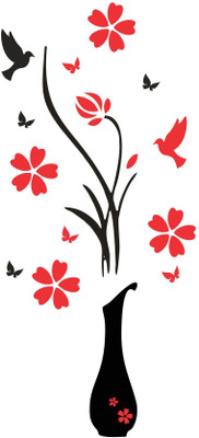 DivineDesigns 28 cm Flower & Birds Sticker Self Adhesive Sticker(Pack of 1)