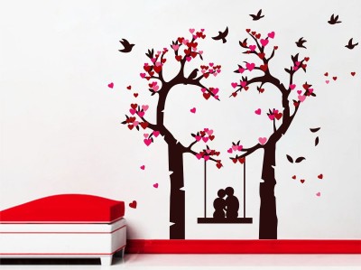 Wallzone 110 cm Love Couple Tree New Removable Sticker(Pack of 1)