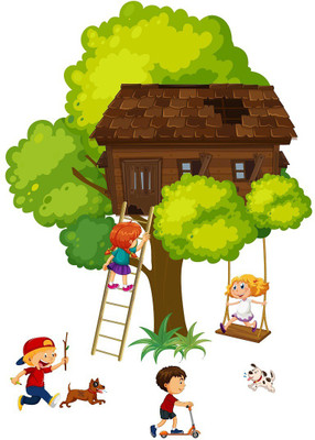 Littlebuds 90 cm Tree House Removable Sticker(Pack of 1)