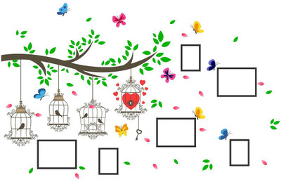 Littlebuds 130 cm Photo Tree Removable Sticker(Pack of 1)