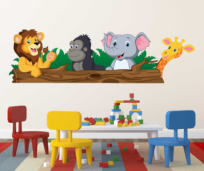 Littlebuds 120 cm Wild Animals Removable Sticker(Pack of 1)