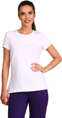JOCKEY Solid Women Round Neck White T-Shirt