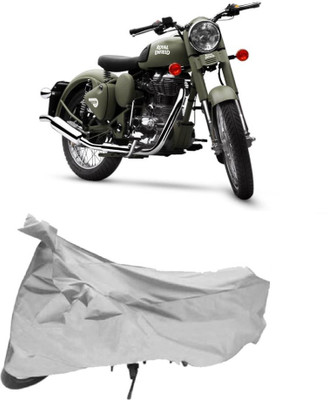APNEK Two Wheeler Cover for Royal Enfield(Battle Green, Silver)