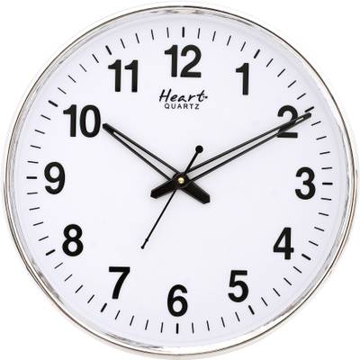 Heart Quartz Analog 32 cm X 32 cm Wall Clock  (Silver, With Glass, Standard)
