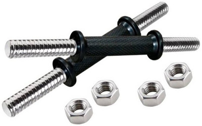 COGNANT FITNESS Solid Metal 14inches Comfortable Grip Handle Dumbbell Rod with Metal Lock Weight Lifting Bar(Black, Silver)