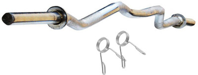 L'AVENIR PREMIUM 3ft. HEAVY DUTY Weight Lifting CURL / BEND / EZ ROD with Spring Locks Weight Lifting Bar(Silver)