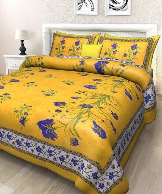 pushti enterprises 144 TC Cotton Double Printed Flat Bedsheet(Pack of 1, Multicolor)