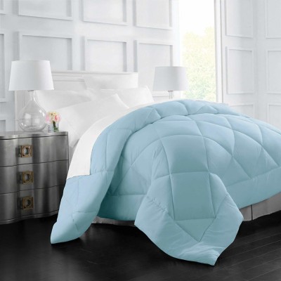 Linenovation Solid Double Comforter for  Heavy Winter(Polyester, Sky Blue)