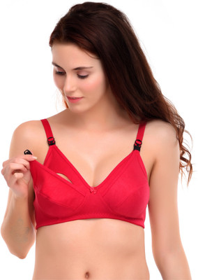 Prynkx Premium Soft and Comfortable fabric bra Women Maternity/Nursing Non Padded Bra(Red)