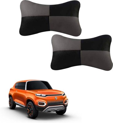 AutoKraftZ Black, Grey Leatherite Car Pillow Cushion for Universal For Car(Rectangular, Pack of 2)