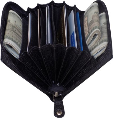 Style 98 Women Black Genuine Leather Wallet(20 Card Slots)