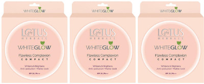 LOTUS WHITEGLOW FLAWLESS COMPLEXION COMPACT ( Pack Of 3 ) Compact(Ivory, ( Pack of 3 ), 30 g)