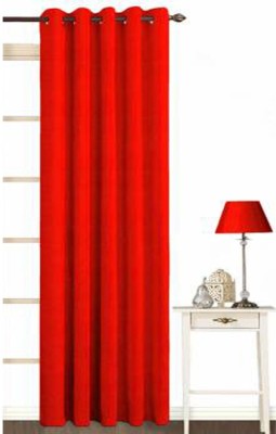 India Furnish 153 cm (5 ft) Polyester Semi Transparent Window Curtain Single Curtain(Plain, Solid, Red)