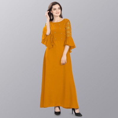 Shivay Style Women Maxi Yellow Dress