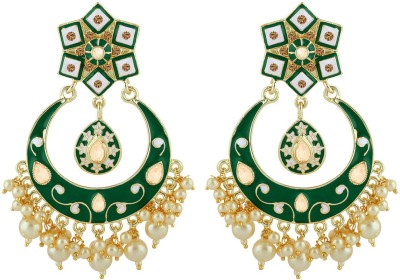 SPARGZ Enamel Festive Gold Plated Color Stone & Pearl Diamond, Pearl Alloy Drops & Danglers