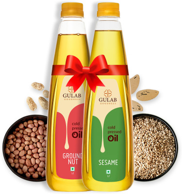 Gulab Groundnut and sesame Oil For Cooking Oil Groundnut Oil PET Bottle(2 x 1 L)