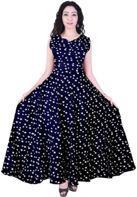 Disha Gallery LIVE Women Maxi Dark Blue Dress