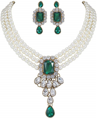CATALYST Alloy Gold-plated Green, White, Silver Jewellery Set(Pack of 1)