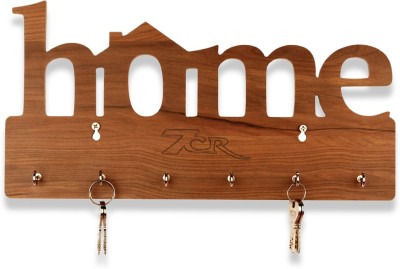 7CR Home-6.6 Key Holder (WB) Wood Key Holder(6 Hooks, Brown)