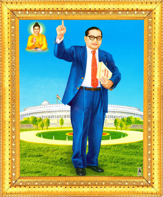 BCOMFORT Dr Bheem Rao Ambedkar Painting Digital Reprint 14.15 inch x 11 inch Painting(With Frame)