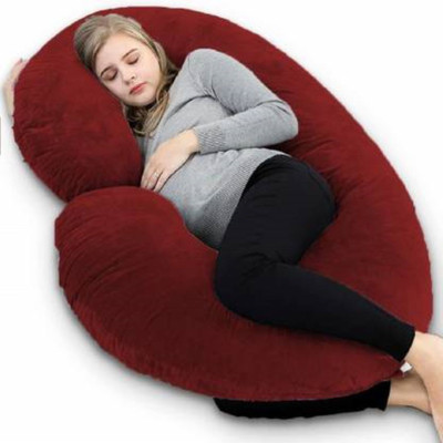Texlux Luxurious Neck Shoulder Back Belly Hips Knee Support C Shape Microfibre Solid Pregnancy Pillow Pack of 1(Maroon)
