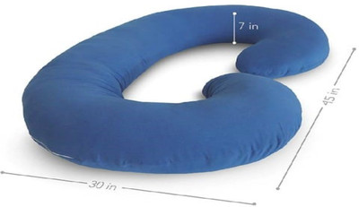 Texlux Luxurious Neck Shoulder Back Belly Hips Knee Support C Shape Microfibre Solid Pregnancy Pillow Pack of 1(Dark Blue)