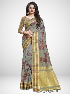 Ratnavati Woven Kanjivaram Cotton Linen Saree(Multicolor)