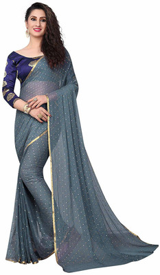 Prutha Fashions Embellished Bollywood Chiffon Saree(Grey)