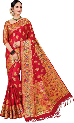 90% OFF on M.S.RETAIL Self Design Banarasi Silk Blend Saree(Red) 90% OFF on M.S.RETAIL Self Design Banarasi Silk Blend Saree(Red)