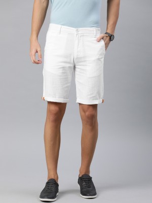 I-VOC Solid Men White Chino Shorts