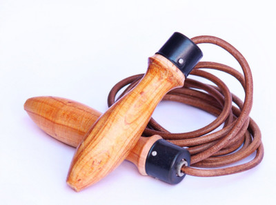 A.K Imported Leather with Wood Handle for speed & Stamina Weighted Ball Bearing Skipping Rope(Brown, Length: 274 cm)