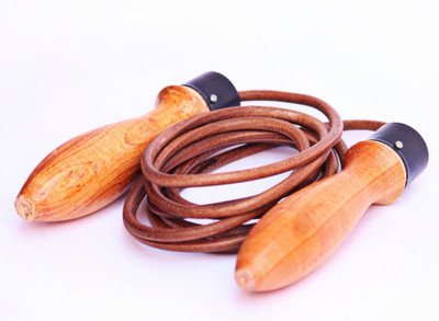 A.K Jumping Rope With Wooden Handle & Leather Rope For Exercise Ball Bearing Skipping Rope(Brown, Length: 274 cm)