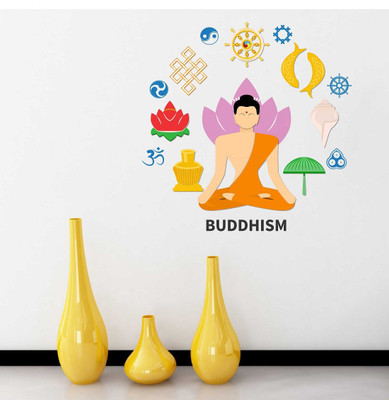 Wallzone 70 cm Budhism Removable Sticker(Pack of 1)