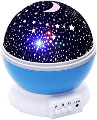 swabs Plastic Star Projector Romantic LED Night Light Moon 360 Degree Rotation 4 LED Bulbs 9 Light Color Changing with USB Cable (FDC89-Multicolour) Night Lamp(13 cm, Multicolor)